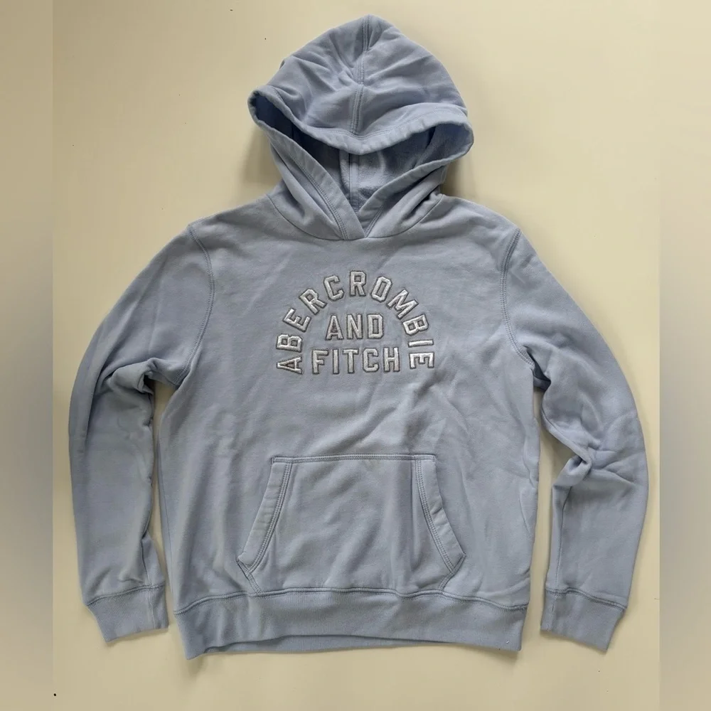 Abercrombie Kids Light Blue Big Girls Pre Teen Embroidered Hoodie Size 15/16